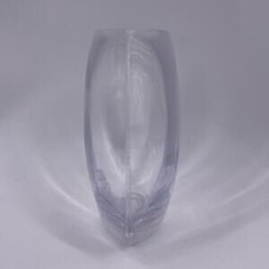 Clear Glass Table Vase Narrow Width Round Shape 9.5" Wide 8" Tall Decorative